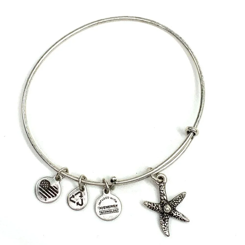 Alex and Ani Starfish Charm Bracelet Silver Finish - Expands 2